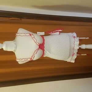 WHITE AND HOT PINK WITH BLACK POKA DOT BABY DOLL